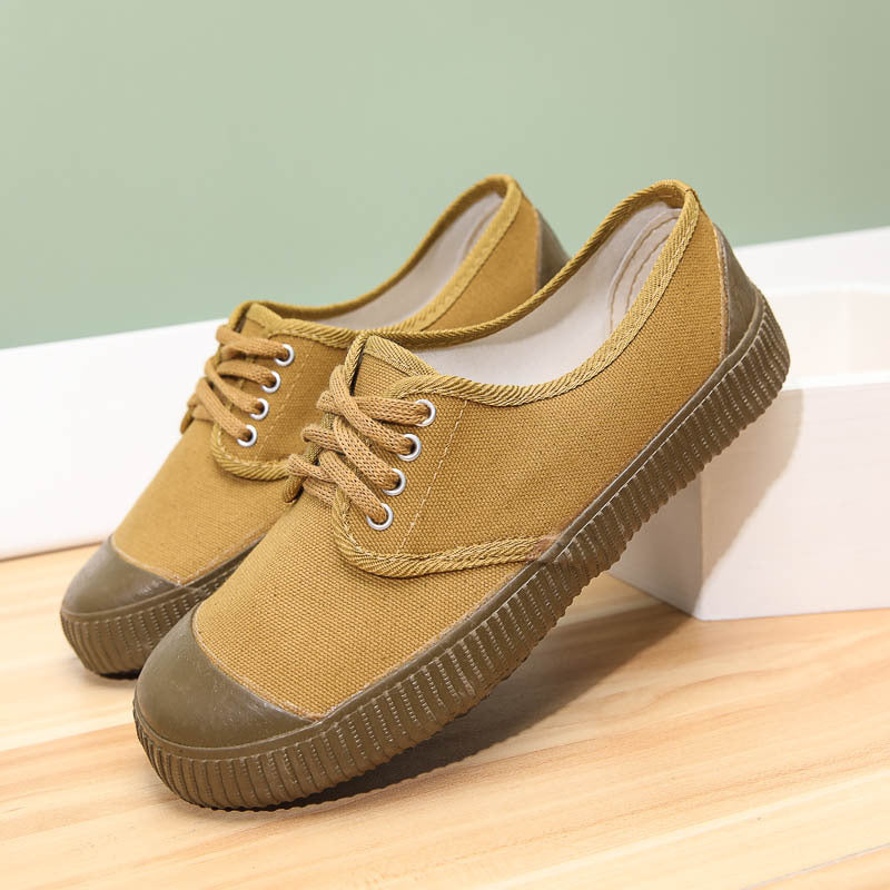 Men's Military Training Liberation Yellow Rubber Vulcanized Canvas Shoes