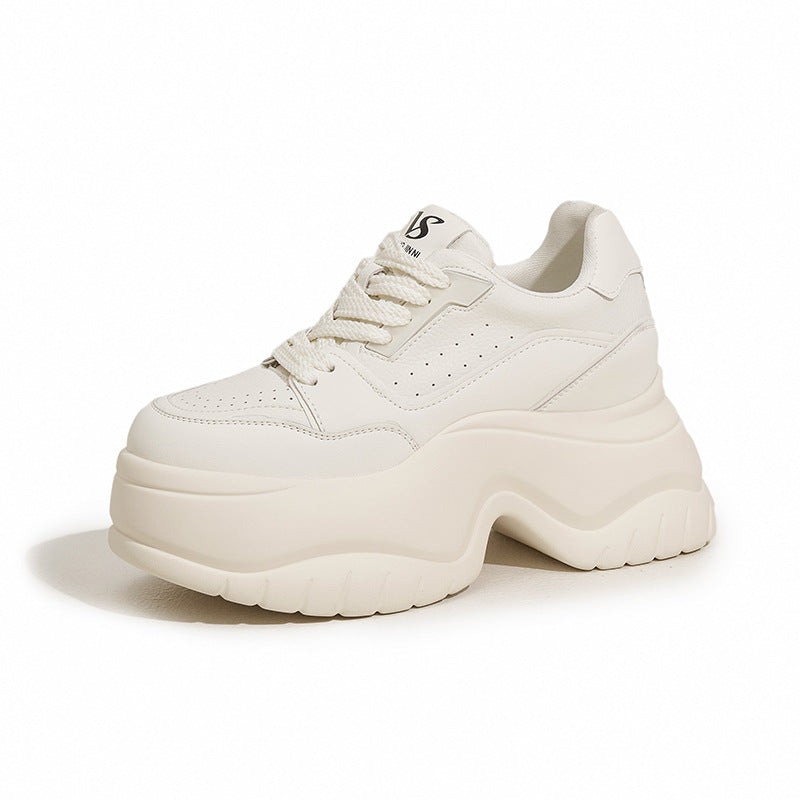 Women's White Autumn Soft Bottom Sports Leisure Height Casual Shoes