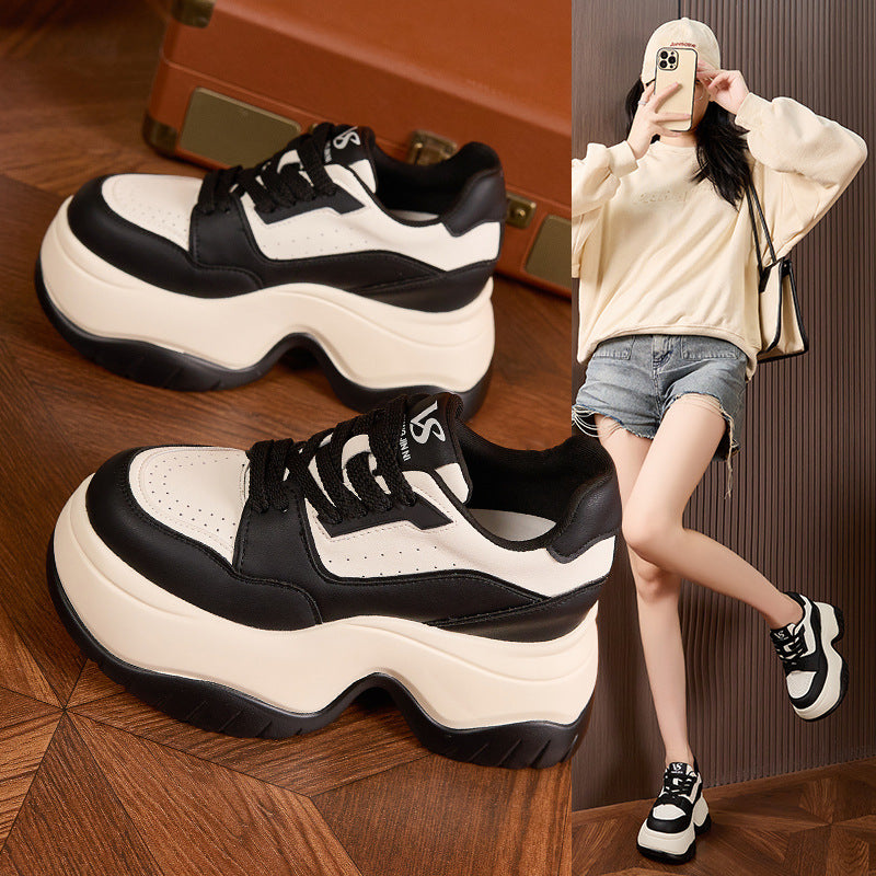 Women's White Autumn Soft Bottom Sports Leisure Height Casual Shoes