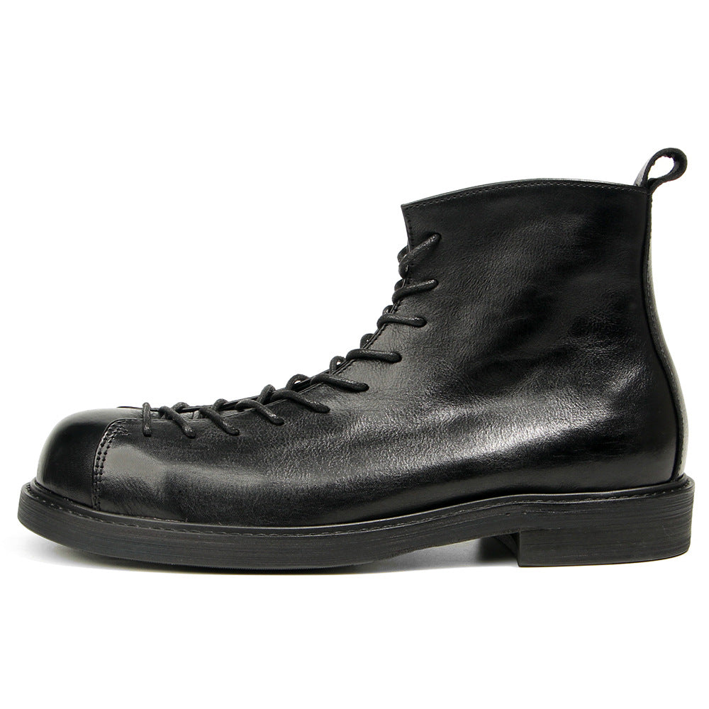 Men's Short Face Martin Working Hand-rub Color Boots