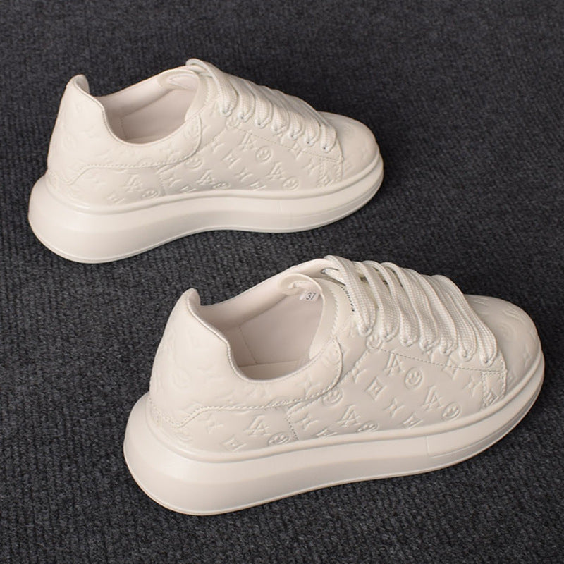Women's & Men's White Korean Fashionable Platform Heighten Soft Casual Shoes