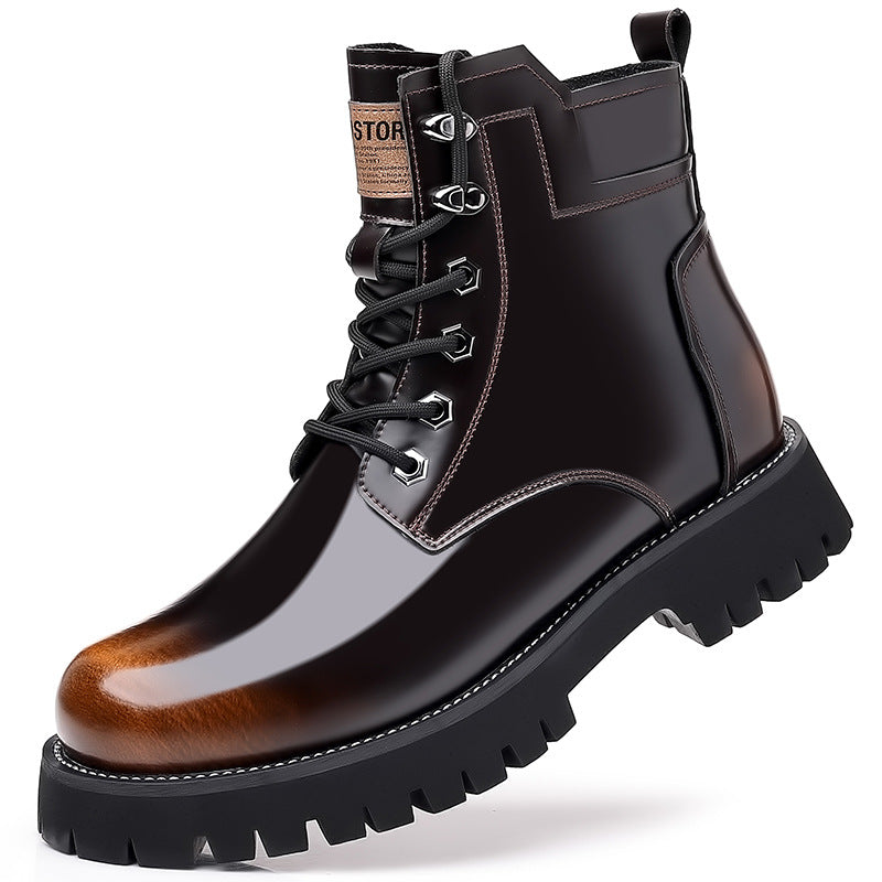 Men's Martin Fashion Color Wool Warm Side Zipper Boots