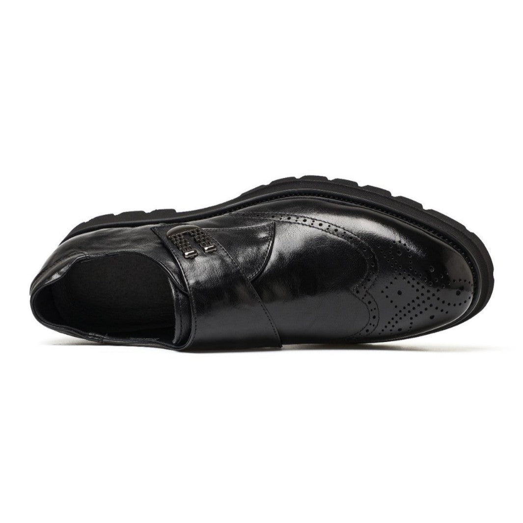Men's Layer Cowhide Brogue Formal Business Low Leather Shoes