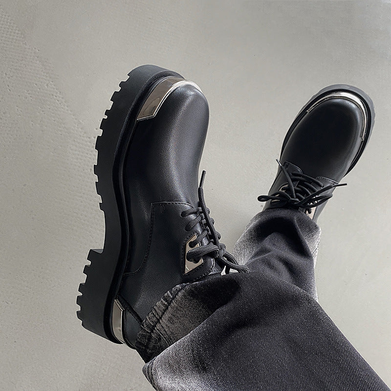 Men's British Style Platform Genuine Height Increasing Leather Shoes