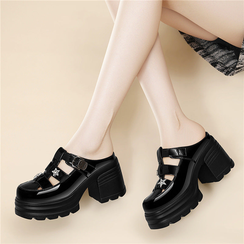 Women's Stylish Height Increasing Thick Bottom Toe Cap Summer Dignified Women's Fashion Shoes