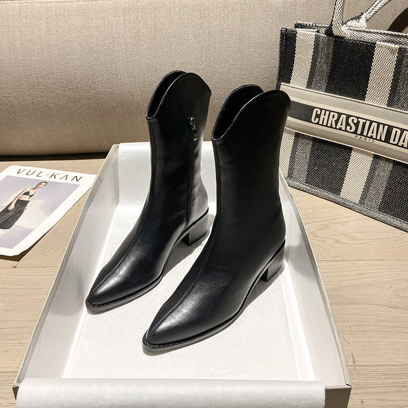 Women's Denim Knight Middle Chunky Fashion Slim Boots