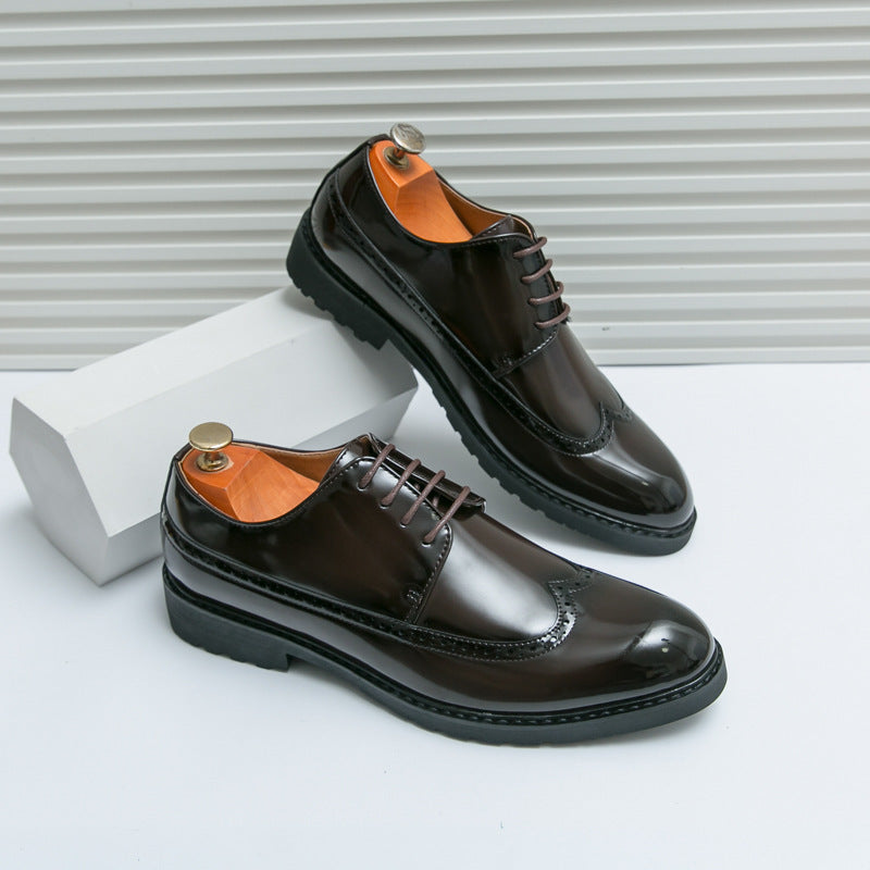 Men's Brogue Flower British Style Korean Wedding Hairstylist Men's Casual Leather Shoes