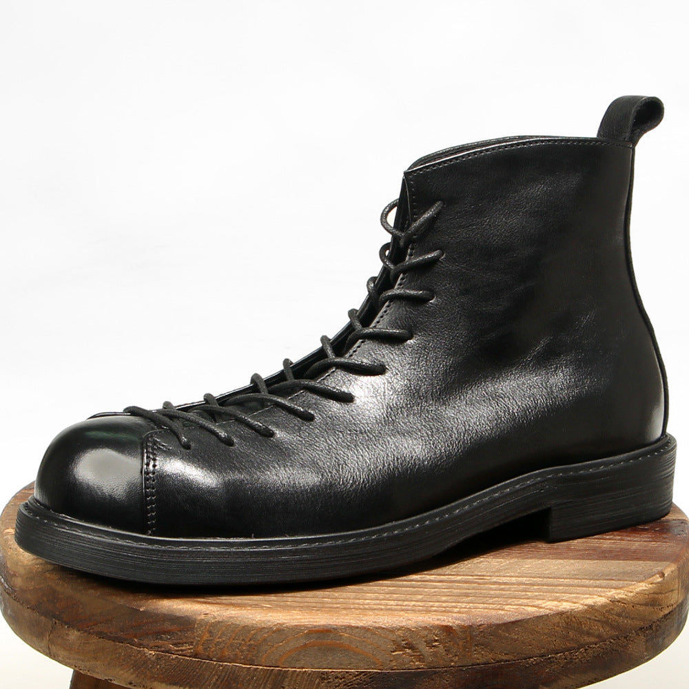 Men's Short Face Martin Working Hand-rub Color Boots
