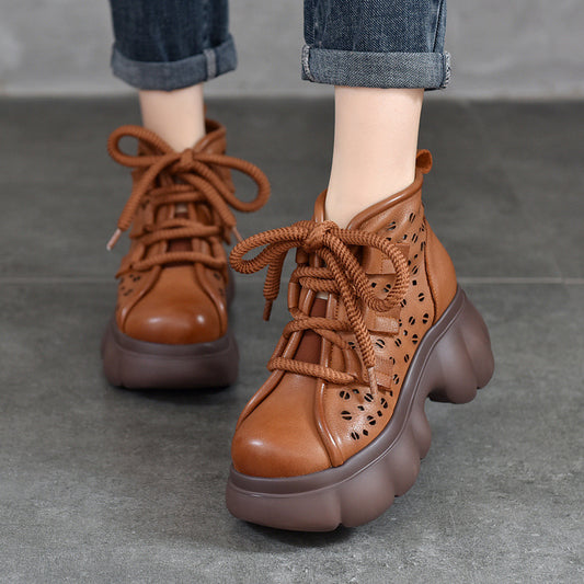 Women's Wedge Summer First Layer Cowhide Platform Sandals