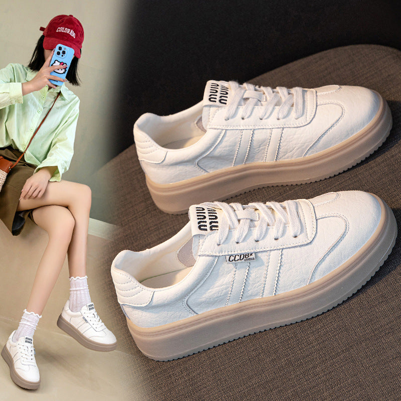 Women's & Men's White Autumn Genuine Preppy Style German Casual Shoes