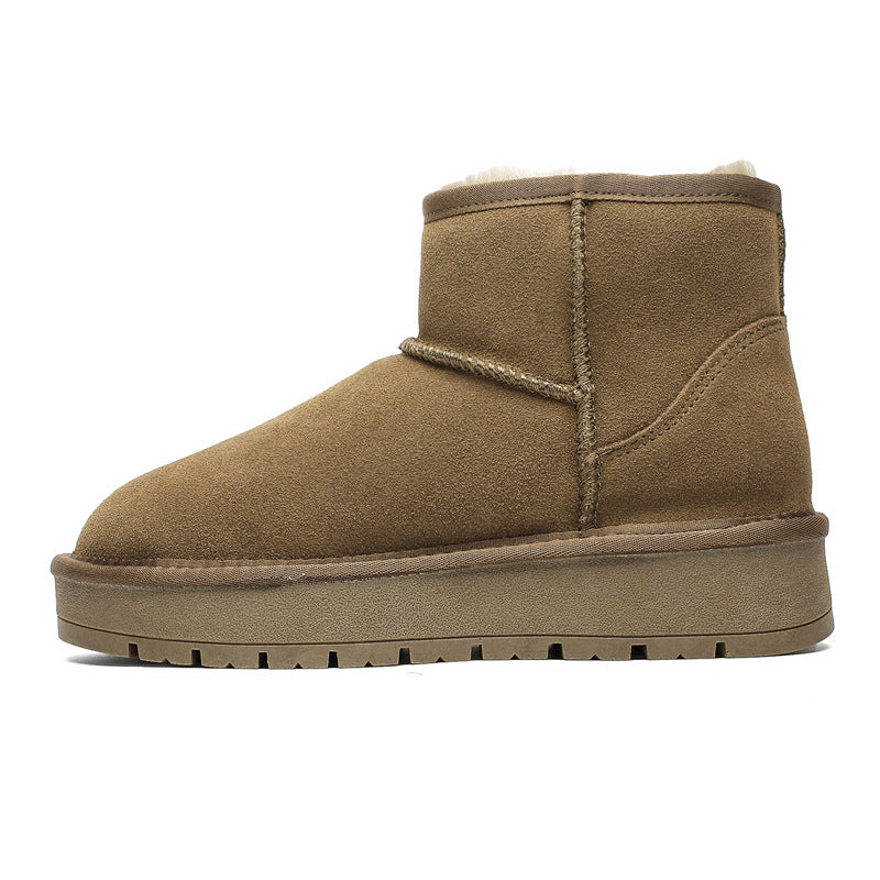 Women's Fur Integrated Platform Short Thick Bread Snow Boots