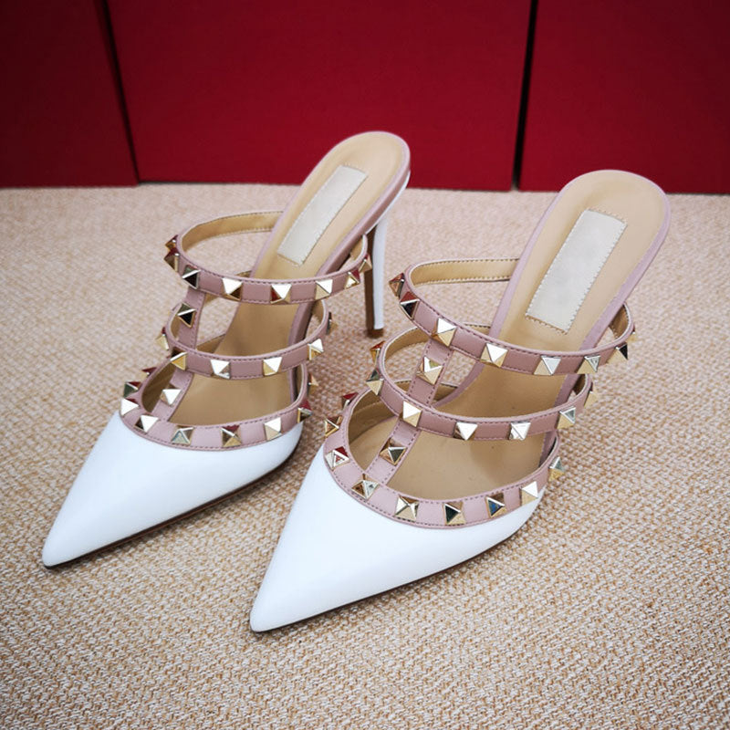 Women's Pointed Toe With Box Outer Wear Rivet Heels