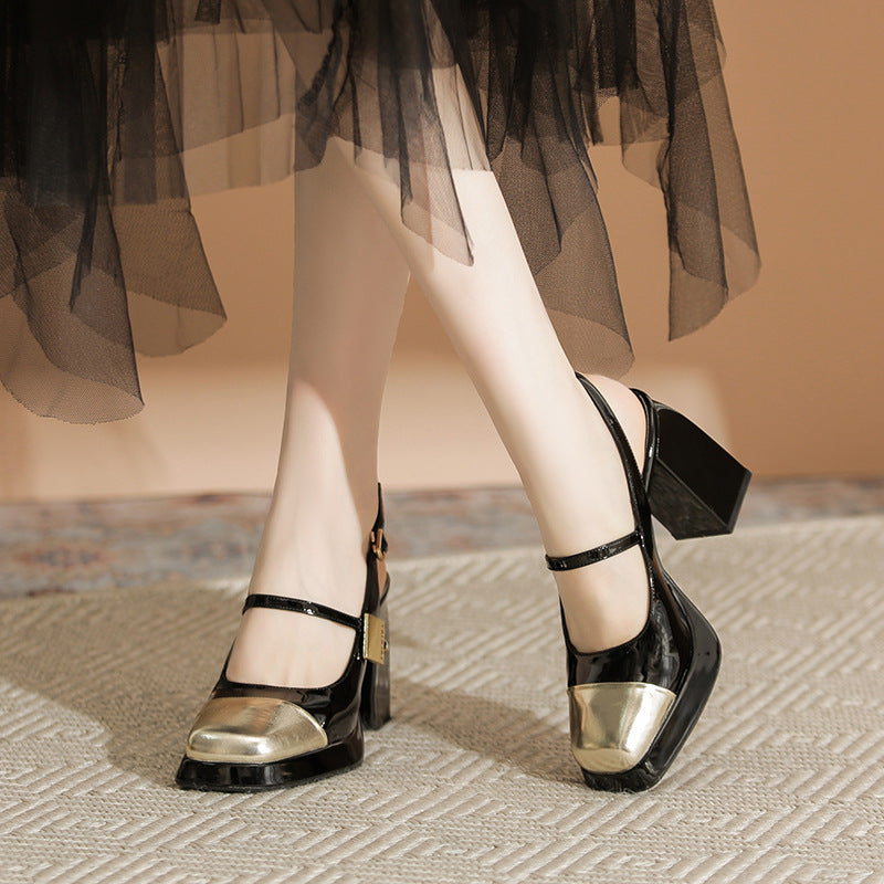 Women's Mary Jane Low-cut Classic Color Matching Heels