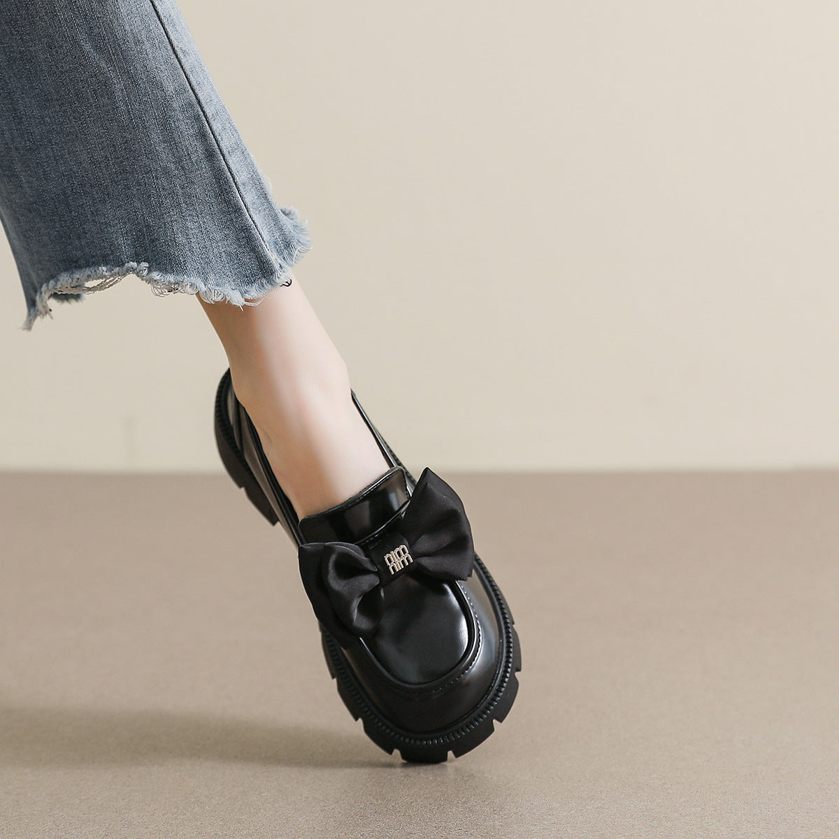 Women's Platform Vintage Bow Soft Bottom Fairy Loafers