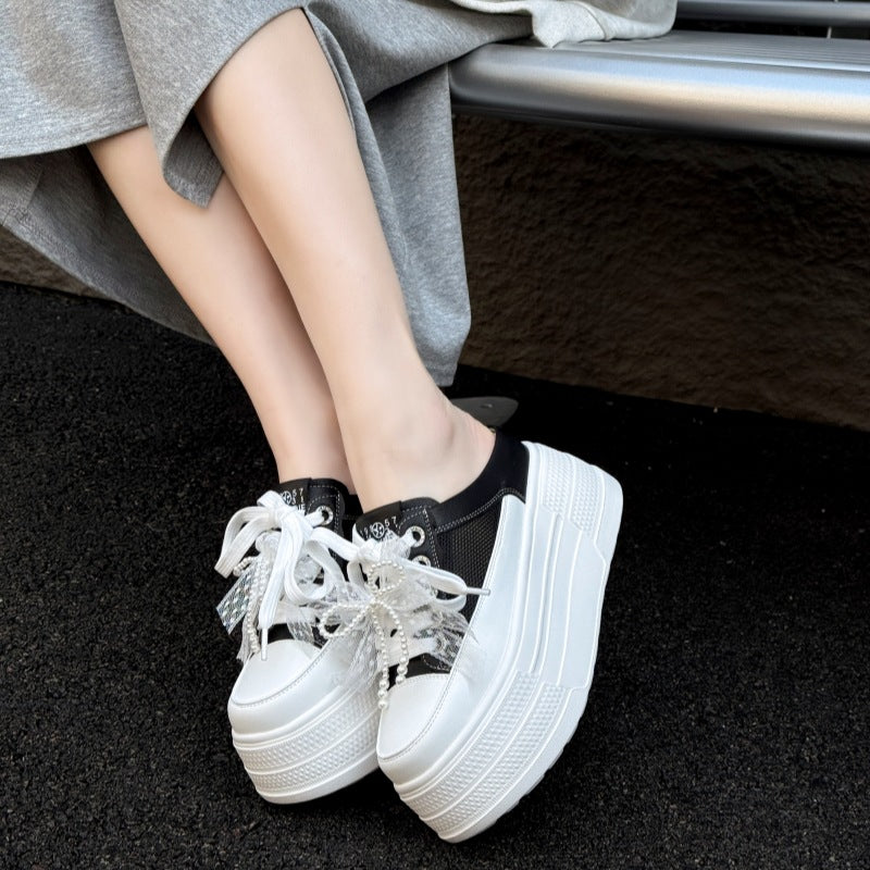 Women's Platform Height Increasing Insole Leisure Genuine Slippers