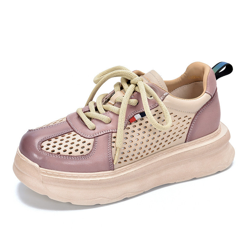 Women's Of Patchwork Genuine Platform Top Layer Sandals