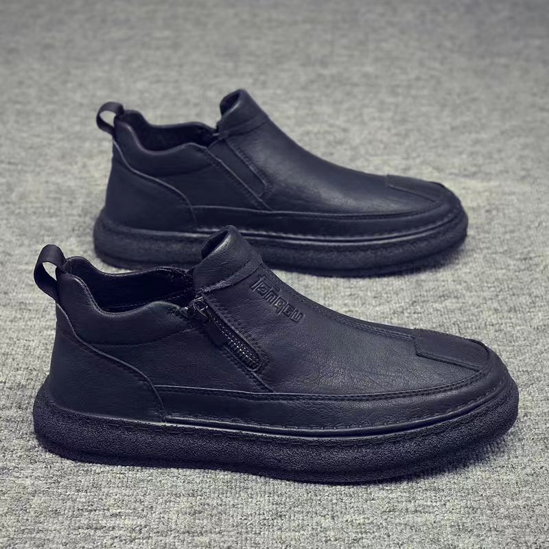 Men's Business Chef Waterproof All Black Wearable Trendy Leather Shoes