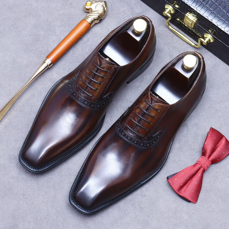 Men's British Business Dress Genuine Plus Size Oxford Trend Leather Shoes
