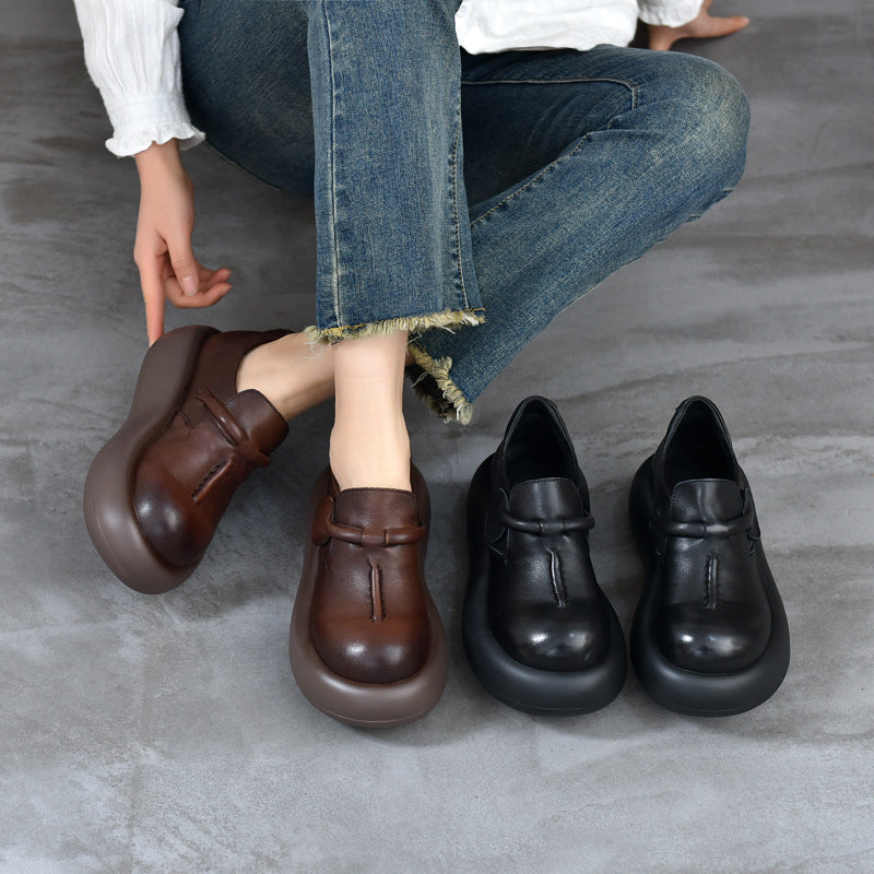 Women's Velcro Small British Buckle Platform First Casual Shoes