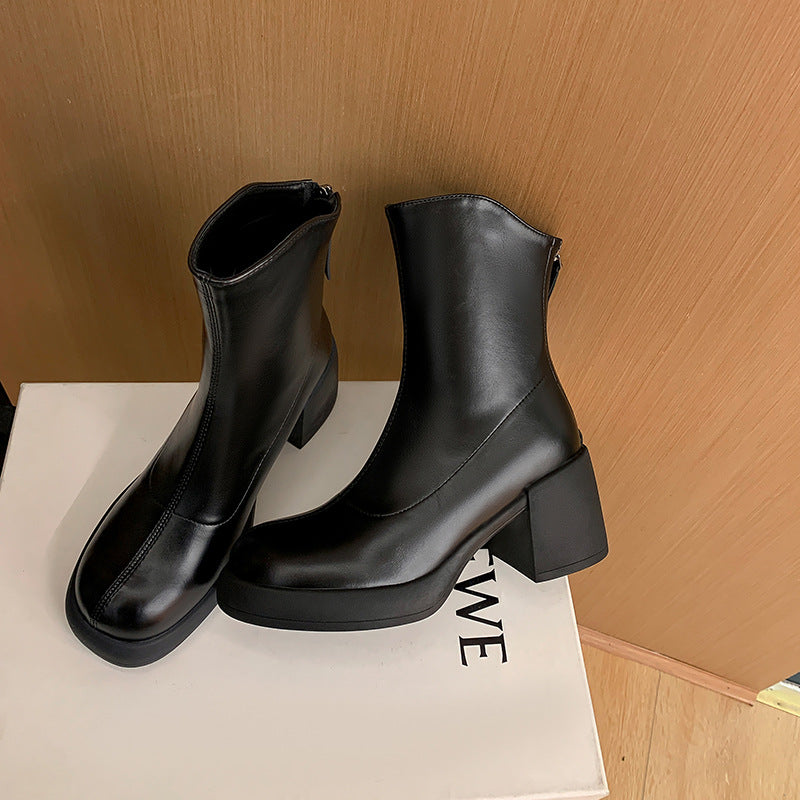 Women's Send Korean Ankle Small White Round Boots