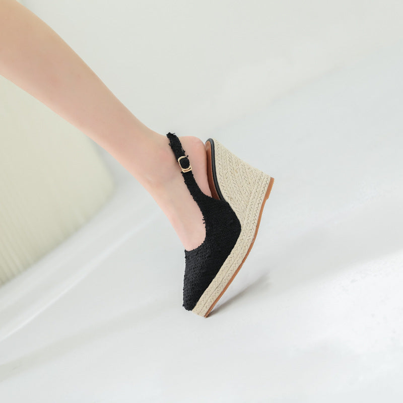Women's Wedge Thick Bottom Toe Cap High Slippers