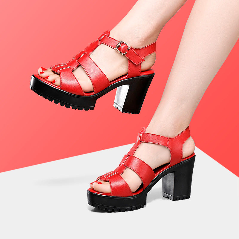 Women's Chunky Peep Toe Large Small Size Sandals