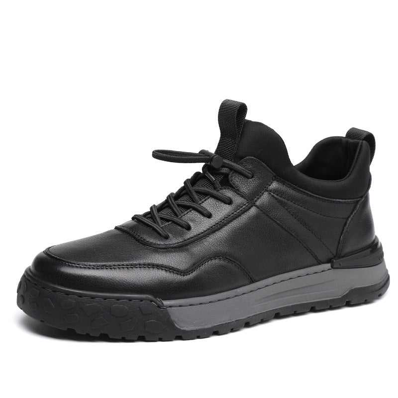 Men's Top Layer Cowhide Autumn Real With Fleece Lining Sneakers