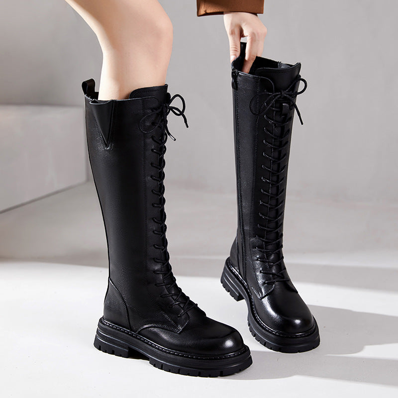 Women's First Layer Cowhide Genuine Thick Bottom Boots