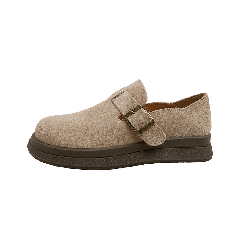 Height Increasing Spring Flat Platform Fishing Slip-on Leather Shoes