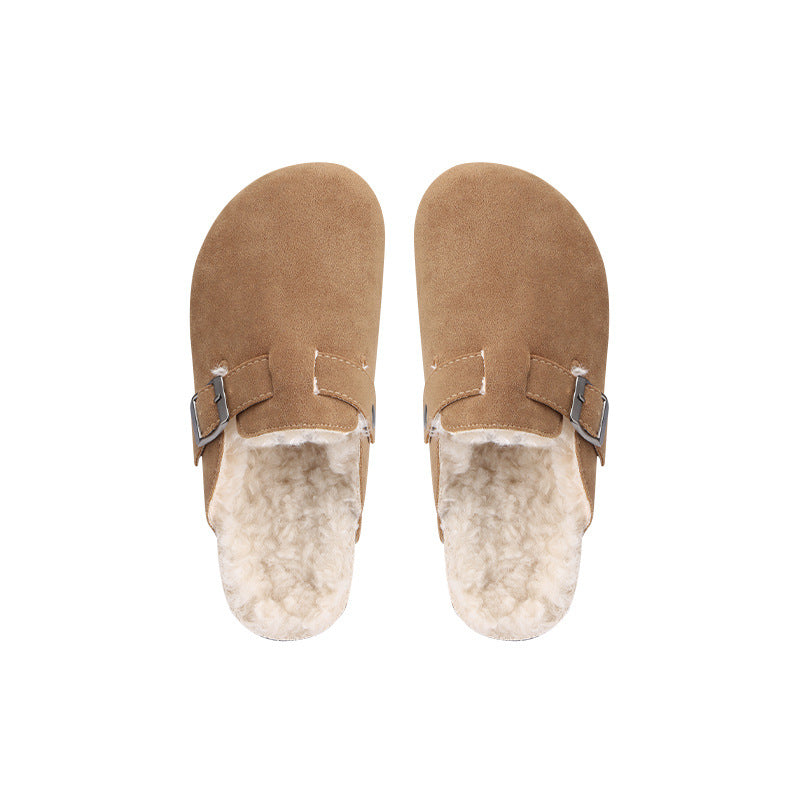 Women's Height Increasing Insole Warm Fleece-lined Slip-on Pumps Soft Casual Shoes