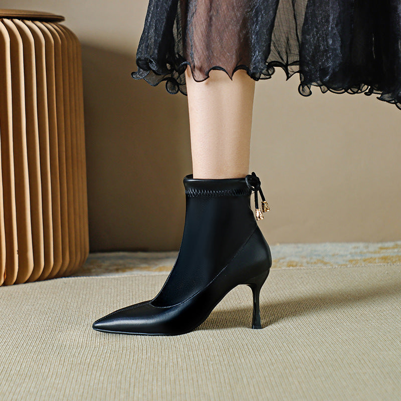 Booties Pointed Stiletto Versatile Skinny High Boots