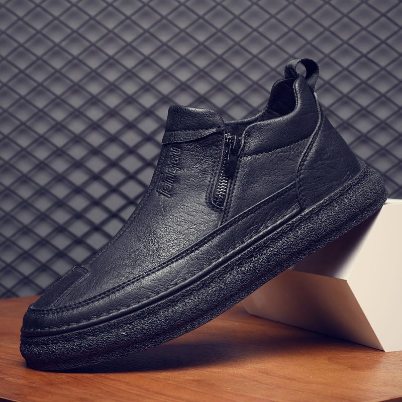 Men's Business Chef Waterproof All Black Wearable Trendy Leather Shoes