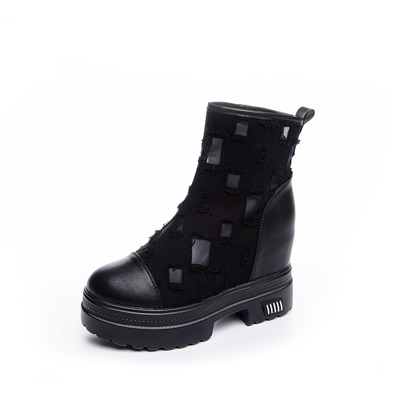 Women's Bottom Toe Cap Thin Breathable Mesh Height Increasing Heels