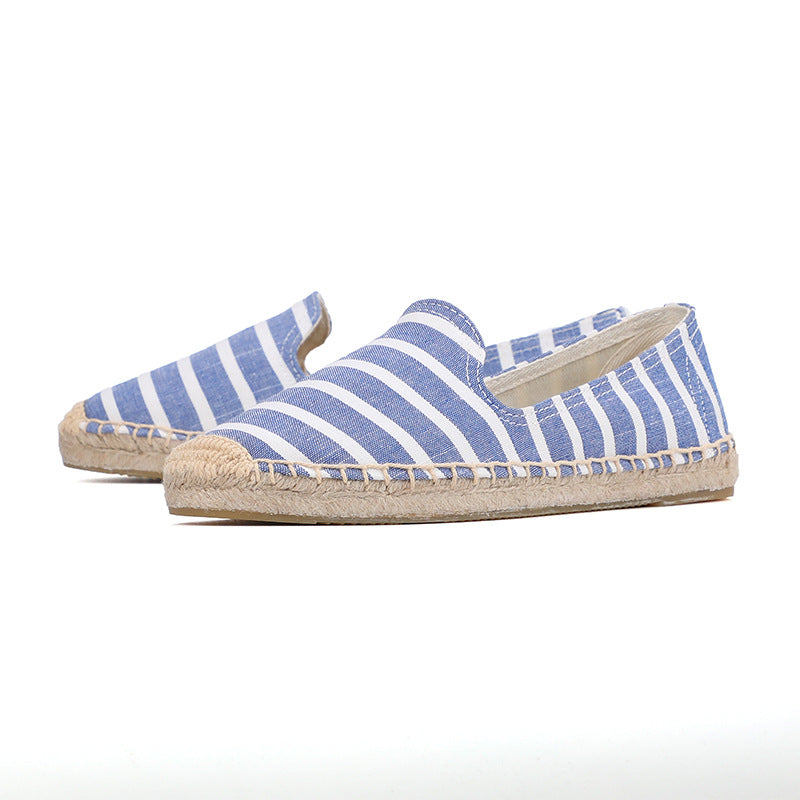 Women's Striped Breathable Hemp Bottom Fisherman Cotton Canvas Shoes