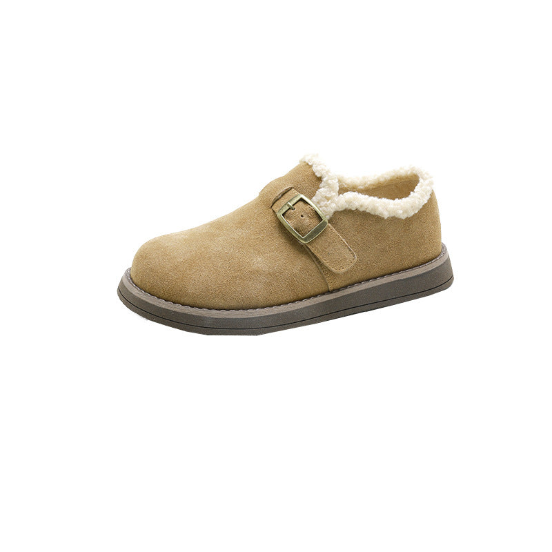 Women's Genuine Flat Fleece Lined Cotton Mary Casual Shoes