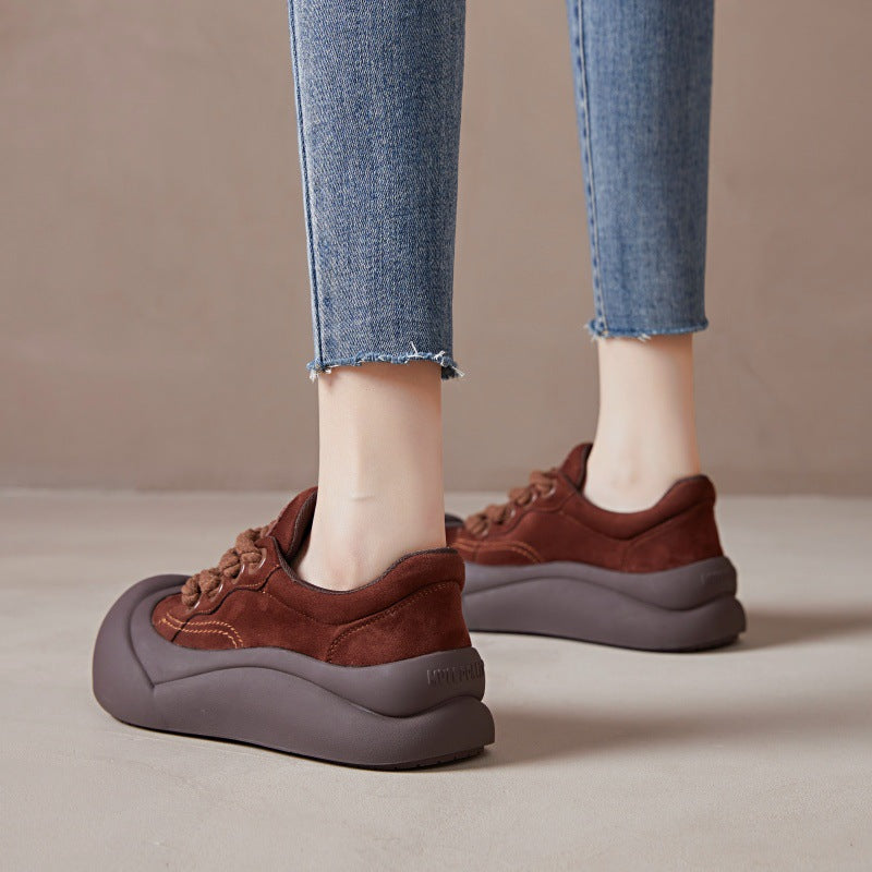 Women's Cute Niche Platform Bread Retro Big Sneakers