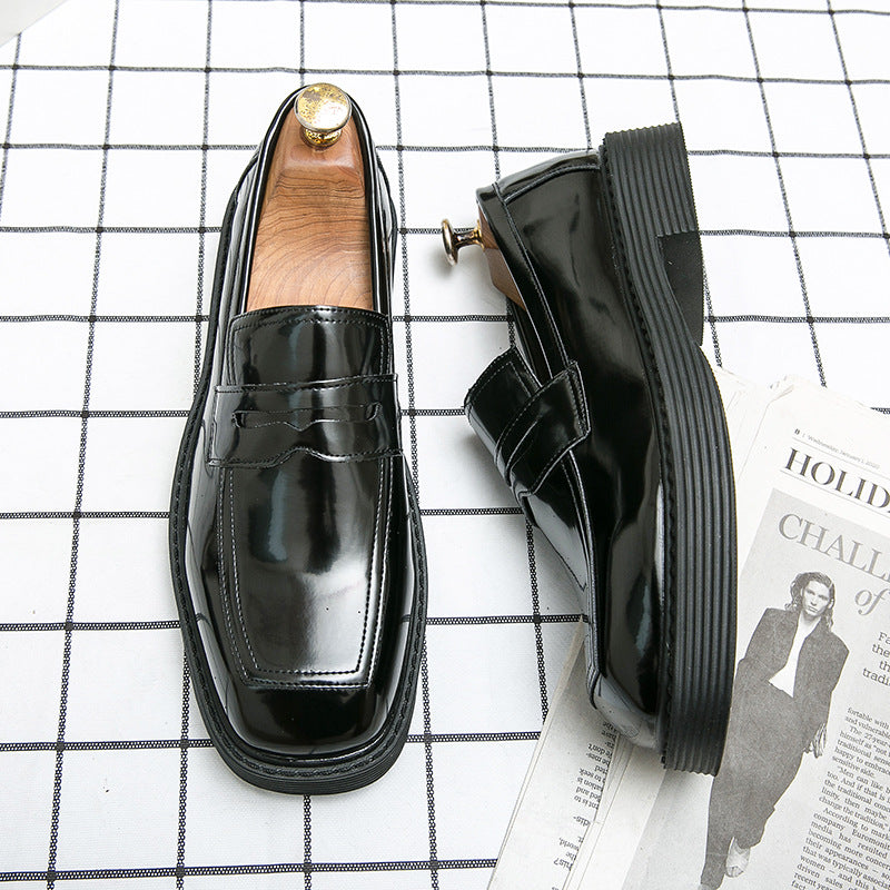 Men's Plus Size Square Toe Patent Glossy Leather Shoes