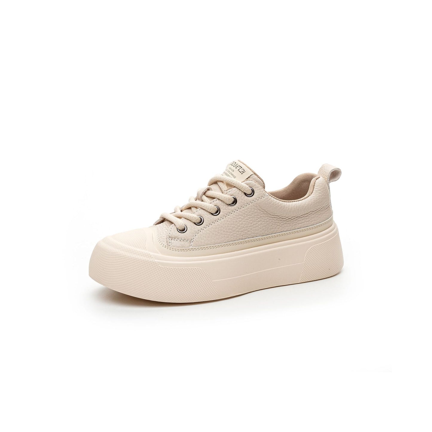 Women's & Men's Top Layer Cowhide Platform White Flat Men's Shoes