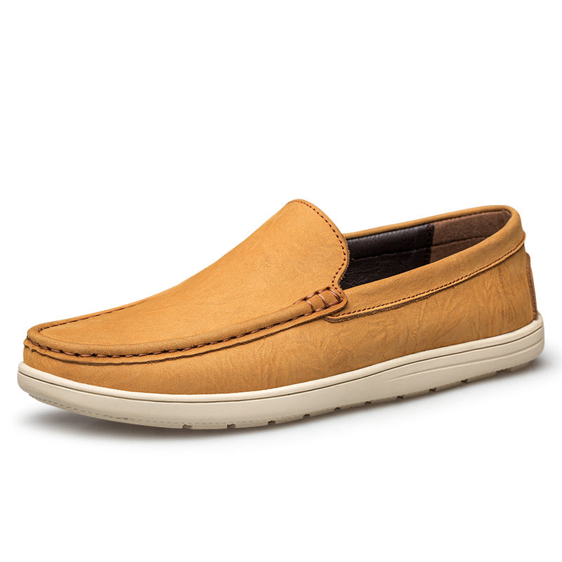 Women's & Men's One Pedal Flat Spring Slip-on Cowhide Loafers