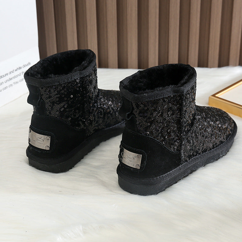 Women's Round Head Plus Veet Warm Short Fashionable Snow Boots