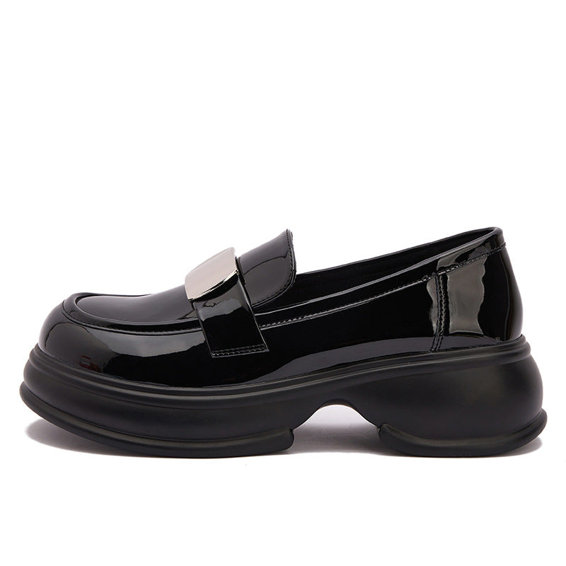Women's Thick Bottom Spring Patent Slip-on Height Loafers