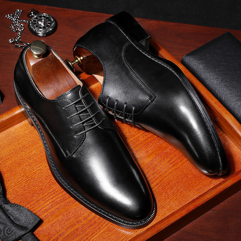 Men's Brown Wedding Handmade Height Increasing Top Leather Shoes