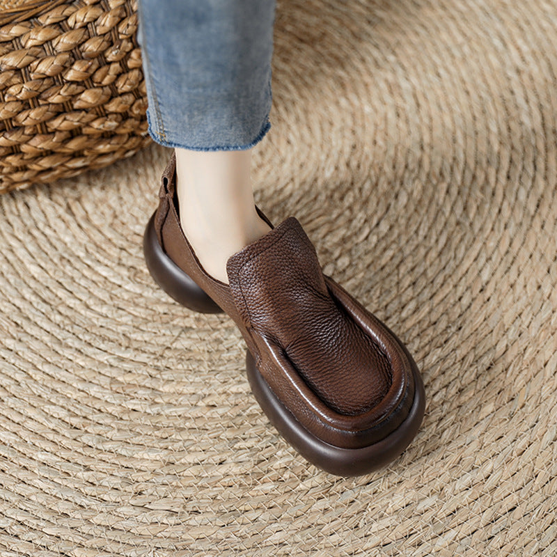 Women's Deep Mouth Soft Black Thin Vintage Loafers