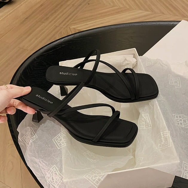 Women's Thin Strap Fairy Square Toe High Heels