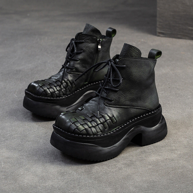 Women's Winter Doll Head Woven Brushed Platform Boots