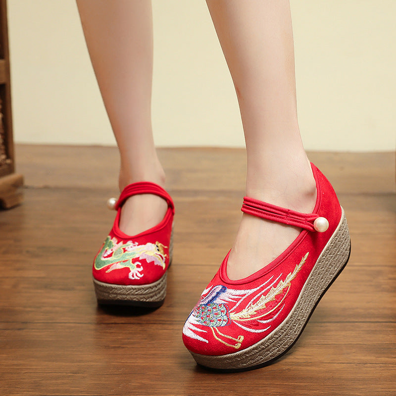 Women's Pearl Buckle Retro Dancing Ancient Cheongsam For Han Canvas Shoes