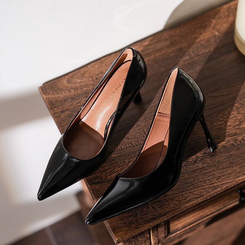 Women's Sheepskin Pointed High Stiletto Commuter Nude Women's Fashion Shoes
