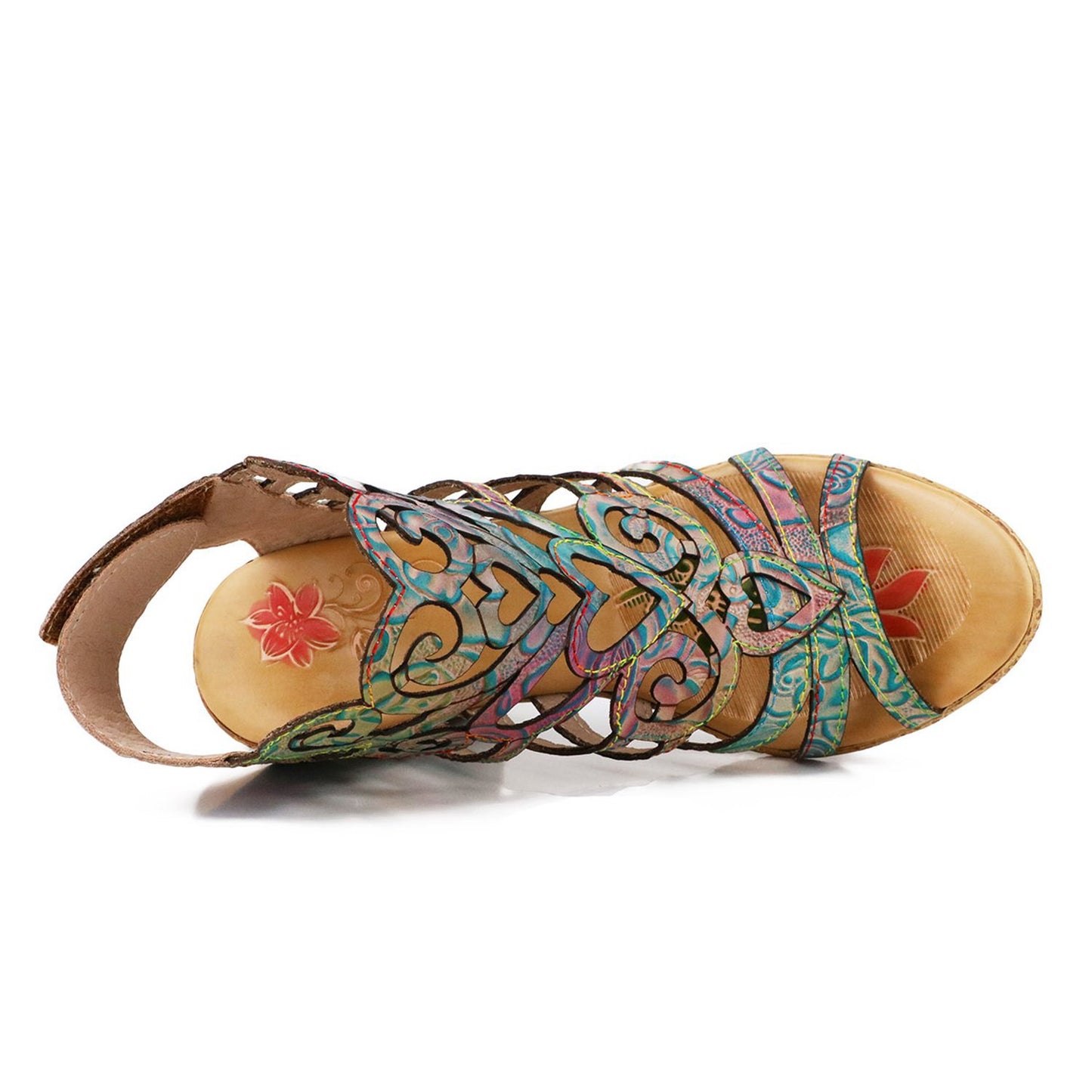 Retro Ethnic Style Fish Mouth Top Layer Heels