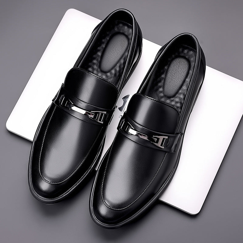 Men's Genuine Black Korean Style British Trend Business Sports Formal Casual Shoes