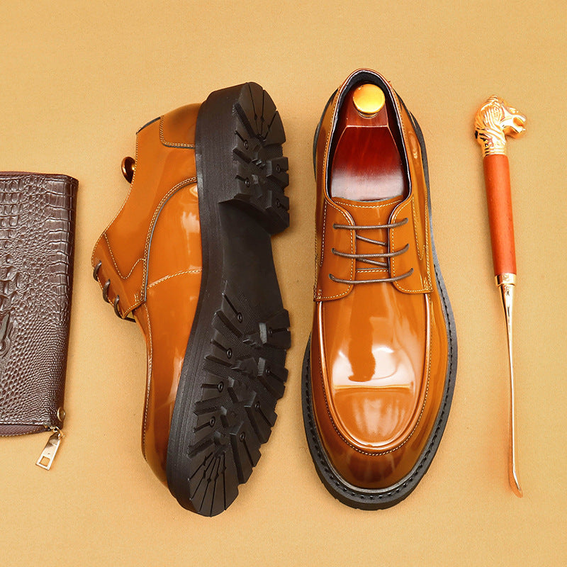 Men's British Business Formal Wear Genuine Big Leather Shoes